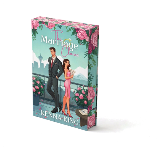 The Marriage Clause paperback with pink floral sprayed edges