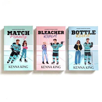 Rookie Hawkeyes Series three-book starter pack: Match Penalty, Bleacher Report and Bottle Rocket paperbacks